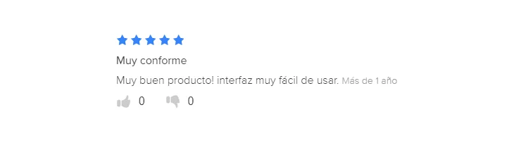 Opinión de 5 estrellas: «Muy conforme. Muy buen producto, interfaz muy fácil de usar.»