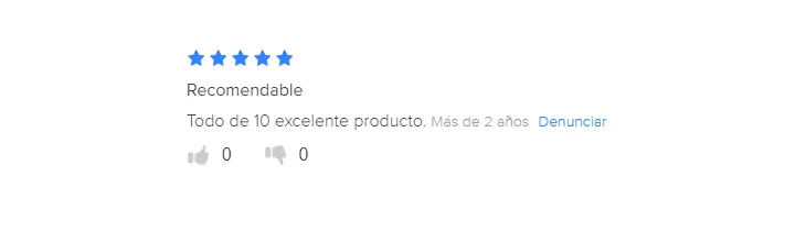 Opinión de 5 estrellas: «Recomendable. Todo de 10, excelente producto.»